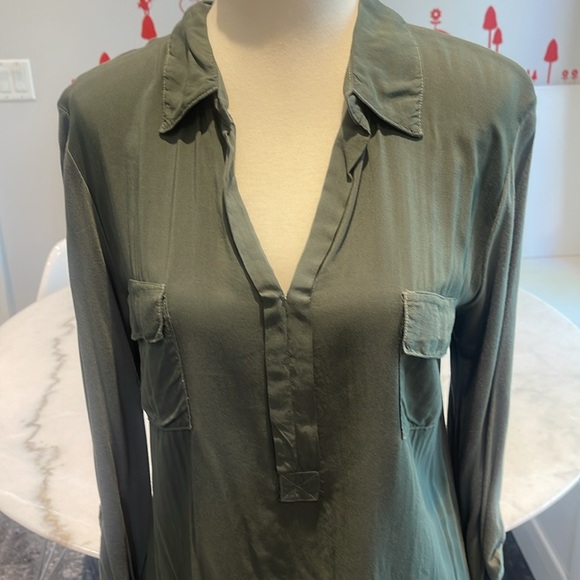 NWT SPLENDID KHAKI MODAL AND COTTON BLEND COLLARED L/S SHIRT. L - Picture 2 of 9